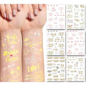 Luminous Gold Foil Temporary Tattoo <b>Stickers</b> Waterproof Metallic Printed Body Art <b>Stickers</b> - Product Image 1
