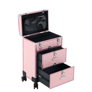 Z Makeup Trolley case With Universal <b>Wheels</b> Nail Polish Trolley Box With Mini Holders Tattoo Tool Container Dressing Station - Product Image 1