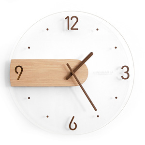 Minimalist Nordic Wall <b>Clock</b> Solid Wood Acrylic Round <b>Silent</b> Living Room Home Decorative Modern Design - Product Image 1
