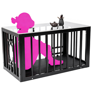 โต๊ะกาแฟแบบมีกรงพร้อมท็อปอะคริลิกใส BANSEY Discreet Bondage Furniture  พร้อมเก้าอี้แบบมีสายรัด  อุปกรณ์ทางเพศ - Product Image 2