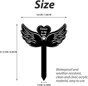 Black Angel Wings Pet Memorial Stake con <span class=keywords><strong>palabras</strong></span> <span class=keywords><strong>de</strong></span> recuerdo, Dog Prints Sympathy Dog Grave Plaque Cemetery Markers Decoraciones - Product Image 2