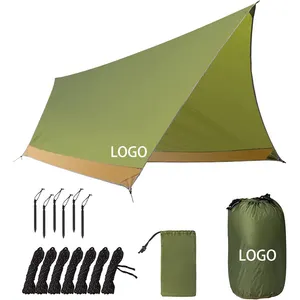 Camping Gear Essential Waterproof Hammock Rain Fly Portable Large Camping Tarp Premium Lightweight Ripstop polyester Cover