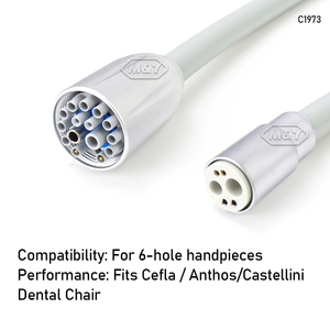 Tubo de fibra óptica para silla Dental, tubo de mano de turbina de 6 agujeros con ajuste Cefla/Anthos/<span class=keywords><strong>Castellini</strong></span>, accesorio de dispositivo para dentistas - Product Image 3