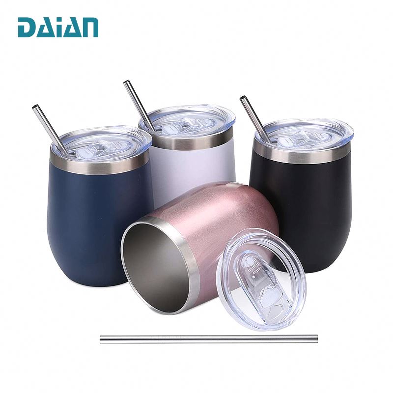 Стакан для вина с крышкой из нержавеющей стали, 12 унций