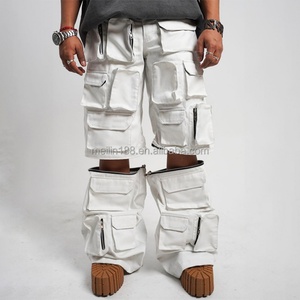 Pantalon cargo homme sur mesure OEM, coton haute qualité, plusieurs poches, fermeture éclair amovible, coupe ample, poids lourd, personnalisable - Product Image 1