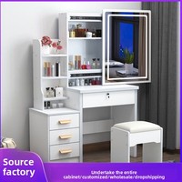 Coiffeuse Moderne et Simple avec Miroir Coulissant pour Petits Appartements, Éclairage LED, et Meuble de Rangement Intégré, Idéale pour Chambre à Coucher