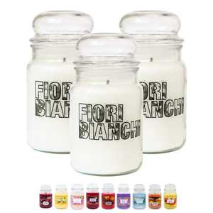 Fiori Bianchi Scented Glass Jar <b>Candles</b> 510g <b>Large</b> Jasmine Fragrance Home Decor - Product Image 1