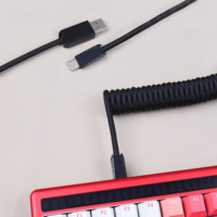 Câbles USB-C tressés en spirale FGG pour clavier de jeu mécanique avec rétroéclairage LED programmable, longueur droite de 1,5 m