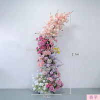 Ensemble de décoration d'arche florale en soie de qualité supérieure - Fond de scène rose pour photographie de mariage, Noël, Nouvel An, salle d'exposition automobile ou événementiel