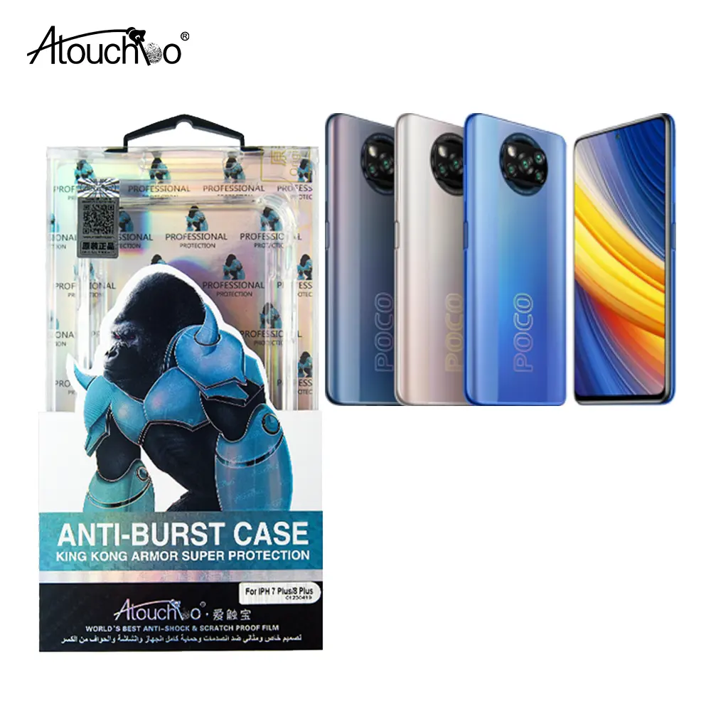 Atouchbo Airbag Bumper Mobile Phone Back for Poco X3 Pro NFC X2 M3 M2 F3 F2 F1 C3 King Kong Transparent Clear Case Cover