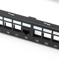 Panel Patch RJ45 24-Port UTP/FTP Mendukung Batang Kawat Tanah Baja Gulung Dingin untuk Jaringan