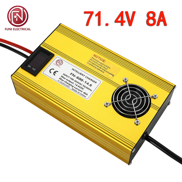 71.4V 8A Lithium Battery Charger 600W For 17S 60V Li-ion Battery Pack Smart Charger With CE Certification