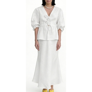 Ensemble 2 pièces pour femmes - Haut à manches bouffantes et jupe mi-longue, tenue décontractée, ensemble pour femmes, vêtements pour femmes, mode - Product Image 2