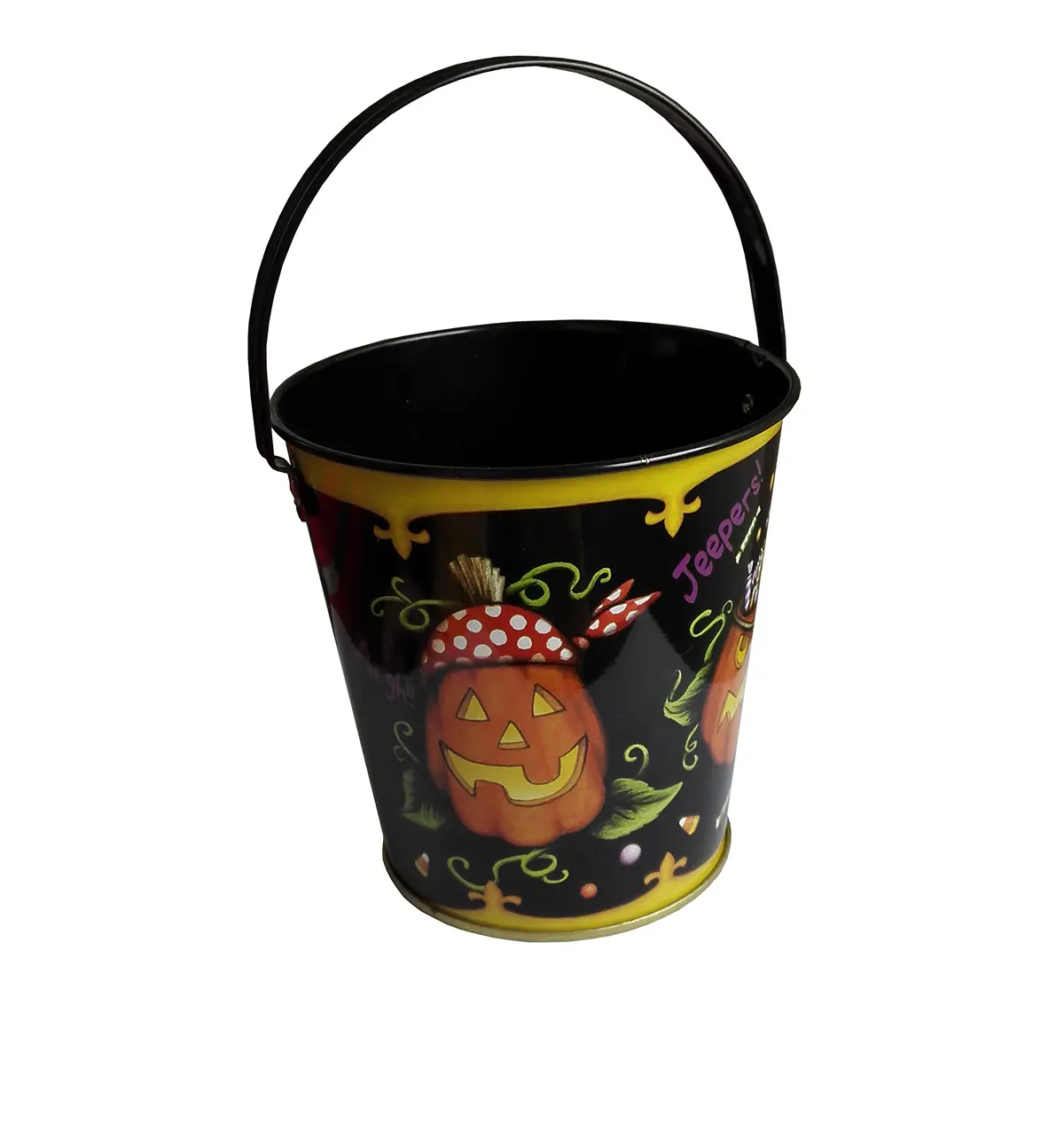 Vazio Metal Bucket Gift Tin com alça para Candy Holiday Bucket Gift Tin para Halloween