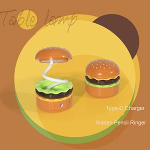 Lampe de bureau multifonctionnelle en forme de hamburger |   Lampe LED, taille-crayon, rangement |   Mignon et pratique pour les enfants et les adultes - Product Image 2