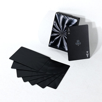 Jeu de cartes de poker en papier noir de luxe personnalisé OEM, 54 cartes, bord en feuille d'argent, motif personnalisé en couleur, jeux de société pour adultes