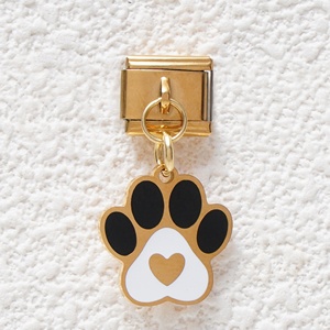 Bracelet à breloques italiennes en or, en acier inoxydable étanche de haute qualité, avec pendentif mignon en forme d'animal (chien) - Product Image 6