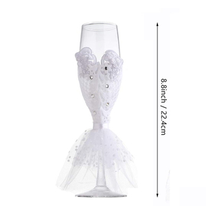 Décor de robe de mariée amusant et mignon M. et Mme marié et verre de mariée pour flûte à champagne pour l'utilisation du vin - Product Image 6