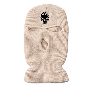 Mascherina da sci a 3 fori per adulti a buon mercato ricamata da uomo con motivo a maglia con <span class=keywords><strong>passamontagna</strong></span> in acrilico personalizzato cappelli a cuffia - Product Image 3