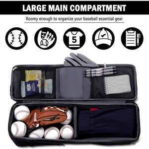 กระเป๋าสะพายไหล่สีดำความจุขนาดใหญ่สำหรับฮอกกี้และเบสบอลกลางแจ้งกระเป๋าเป้กีฬาอเนกประสงค์ - Product Image 6