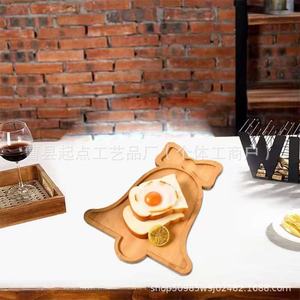 Bandeja de madera de bambú navideña de 36.5 cm, bandeja de madera maciza para servir frutas y aperitivos en casa - Product Image 5