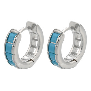 Orecchini a cerchio in cristallo con zirconi quadrati multicolori placcati in <span class=keywords><strong>oro</strong></span> moda piccoli orecchini Huggie vuoti gioielli da festa per donne bohémien - Product Image 6