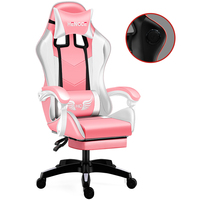 Fauteuil de jeu ergonomique avec éclairage LED RGB Fauteuil d'ordinateur à dossier haut et massage réglable en acier inoxydable et métal