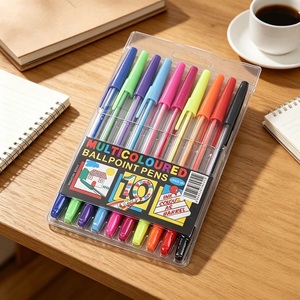 Set di 10 Penne a Sfera Multicolore all'Ingrosso, Punta Media 1.0mm, Inchiostro Multicolore, Set di Penne in Plastica per Cancelleria Scolastica - Product Image 1