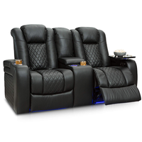 CY Promotion Chaise de cinéma inclinable électrique en cuir véritable, design moderne, en bois massif, pour home cinéma, avec table pour ordinateur portable, idéale pour la salle de sport