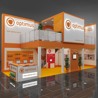 IZEXPO taille personnalisée en bois + métal supports commerciaux à double pont niveaux d'exposition modulaires conception juste stand d'exposition à deux étages