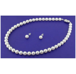 Boucles d'oreilles classiques collier de perles d'eau de mer en diamant pour femmes placage naturel. pour mariage événements religieux idée cadeau de fiançailles - Product Image 1