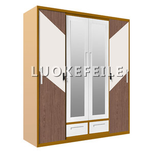 <span class=keywords><strong>Vestiaire</strong></span> moderne à <span class=keywords><strong>2</strong></span> tiroirs et 4 portes coulissantes Mobilier de chambre à coucher en métal miroir Rangement de tissus personnalisé Atelier de salon - Product Image 1