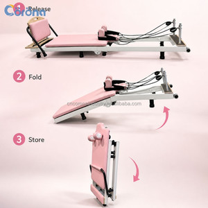 Reformer de <span class=keywords><strong>Pilates</strong></span> pliable rose avec logo personnalisé pour studio de <span class=keywords><strong>Pilates</strong></span> - Product Image 4