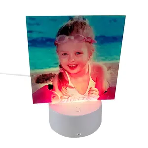 Hot Selling Sublimatie Blanco Acryl Fotolijst Nachtlampje Touch Lamp Stands Met 15 Kleuren Veranderende