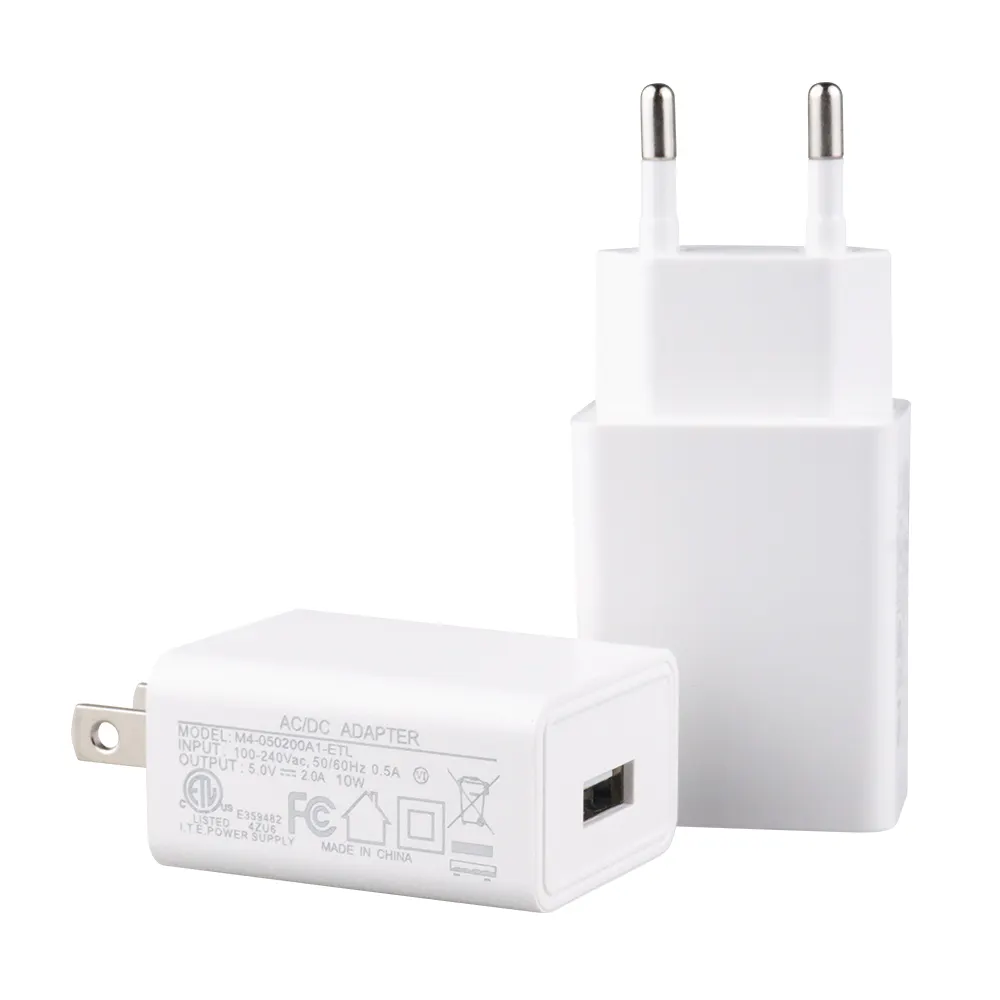 ETL CE Certified 10W Single USB Port Mobile Phone USB Fast Wall Charger 5V 2A USB Wall Charger Travel Adapter For iPhone Samsung