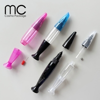 N09J Flacon souple en plastique noir pour vernis à ongles Gel Art Linner Drawing Nails Point Glue 12ml avec pinceau et capuchon d'aiguille 3 en 1