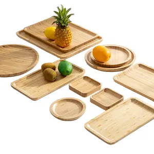 Highly Customized Eco-Friendly Factory Wholesale Bamboo Dinner Plate Food Tea Cake Sushi Serving Trays