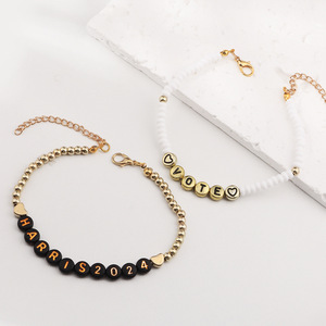 Pulsera de Cuentas con Letras Inglesas CCB de Moda, Personalizada, en Oferta, Juego de Pulseras de la <span class=keywords><strong>Amistad</strong></span>, Regalo de Joyería - Product Image 1