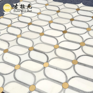 Mosaico de Mármol Blanco Chino de Lujo con Puntos de Latón para Paredes, Pisos y Decoración Interior Moderna de Hoteles y Hogares a Buen Precio - Product Image 5