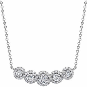 Collana di Diamanti per Donna, Taglio Brillante Rotondo, Diamante Naturale Certificato GIA, Stile Classico per Matrimonio, Colore Argento - Product Image 1