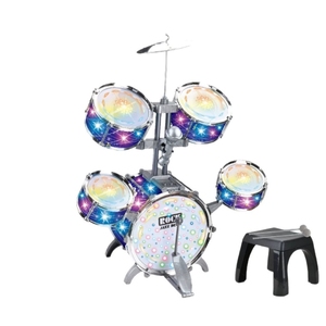 Juego de Batería de Jazz con Luz de Inducción para Niños, Juguete Musical Educativo Temprano, Kit de Batería de Rock para Niños con Taburete y Baquetas - Product Image 1