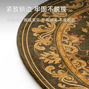 พรมปูพื้นทรงกลม ลายดอกไม้สีฟ้า วินเทจชิค ทอเครื่องจักร กันน้ำ ตกแต่งบ้าน เสื่อปูพื้น เส้นผ่านศูนย์กลาง 60 นิ้ว - Product Image 5