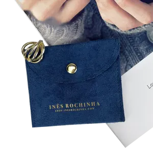 Customized Logo Velvet Bag Necklace Bracelet Ring Pendant Brooch Packaging Envelope Bag Microfiber Jewelry Pouch