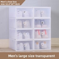 Boîte à chaussures pliable en forme de tête de chat, transparente en PP, anti-poussière, style japonais, empilable, avec compartiments et couvercle, grande/petite taille