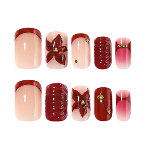 <span class=keywords><strong>Faux</strong></span> <span class=keywords><strong>Ongles</strong></span> Français à Coller Motif Feuilles d'Hiver 24 Pièces – Haute Qualité, Prêts à Poser avec Autocollants et Designs - Product Image 4