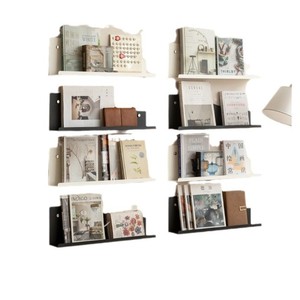 <b>Wall</b> <b>Mounted</b> Storage Rack Black And White Rectangle Adjustable For Living Room Bedroom Study Office Organizer <b>Shelf</b> - Product Image 5