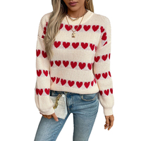 Motif d'amour personnalisé pull pour femmes pull mode décontractée épaule tombante tricoté chandails pour femmes