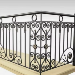 Rampe de balcon décorative en fer forgé, design classique à volutes, garde-corps métallique, clôture de sécurité pour escalier intérieur - Product Image 3