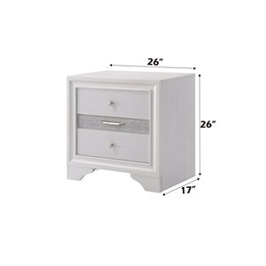 DB Naima, mesita de noche europea moderna, acabado blanco, ensamblada, plegable, para dormitorio, apartamento, con panel rústico, estilo de madera - Product Image 2