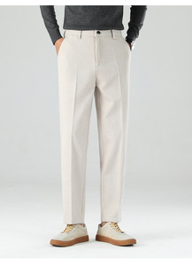 <span class=keywords><strong>Pantaloni</strong></span> Casual da uomo autunno inverno 2025 nuova moda Joker dritti <span class=keywords><strong>pantaloni</strong></span> drappo a vita media con cerniera Flat Front Style - Product Image 6